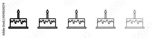 Cake icon logo in stroke lines collection