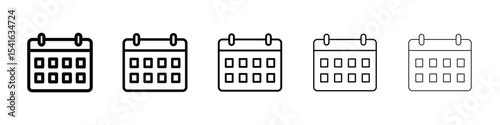 Calendar icon logo in stroke lines collection