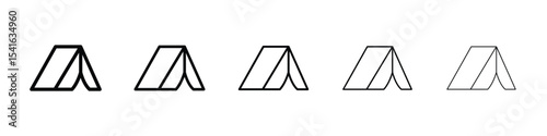 Camping icon logo in stroke lines collection
