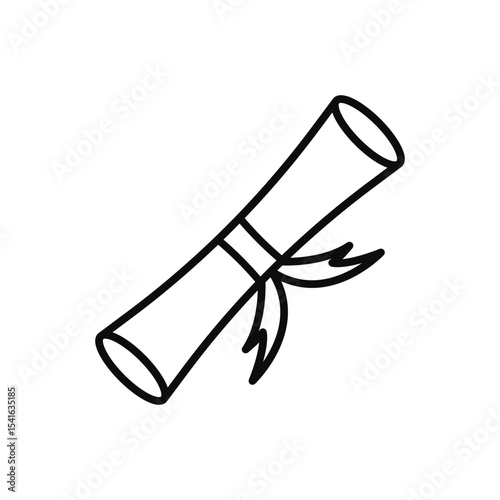diploma icon vector design concept outline style with ribbon