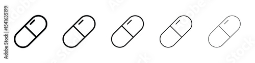 Capsule icon logo in stroke lines collection