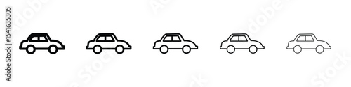 Car side view icon logo in stroke lines collection