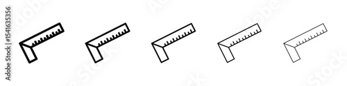 Carpenter ruler icon logo in stroke lines collection