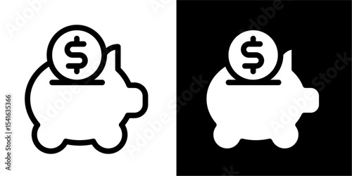 Piggy Bank with Dollar Coin Icon: Savings & Financial Growth