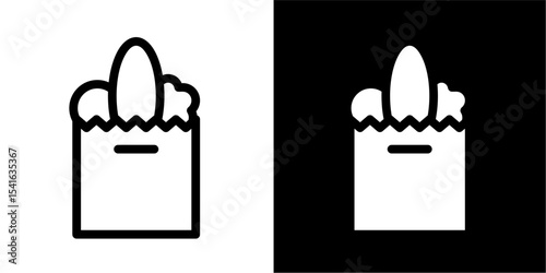 Grocery Bag with Food Icon: Shopping & Fresh Produce