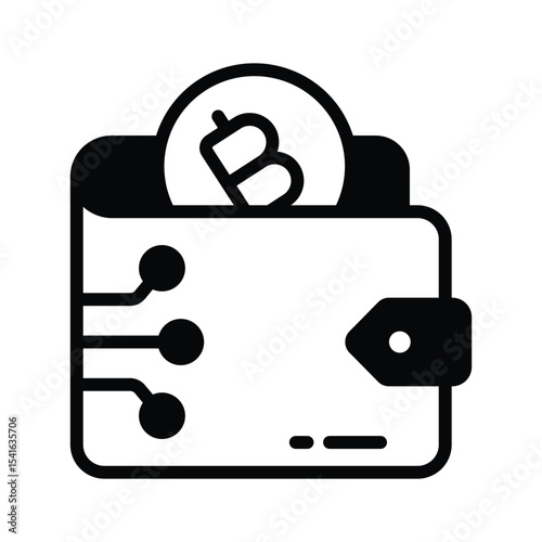 Premium glyph style icon of bitcoin wallet