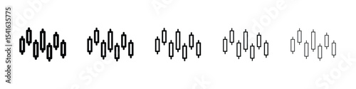 Chart candlestick icon logo in stroke lines collection