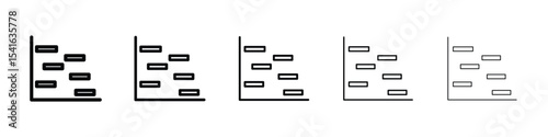Chart gantt icon logo in stroke lines collection
