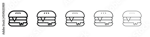 Cheese burger icon logo in stroke lines collection