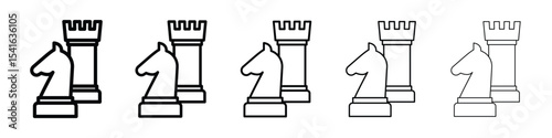 Chess icon logo in stroke lines collection