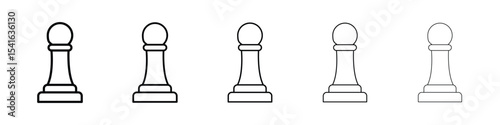 Chess pawn icon logo in stroke lines collection