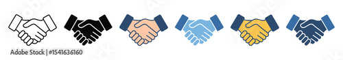 Diverse Handshake Icons Collaboration, Partnership, and Agreement Symbols