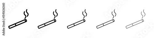 Cigarette icon logo in stroke lines collection