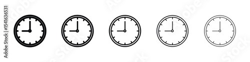 Clock nine icon logo in stroke lines collection