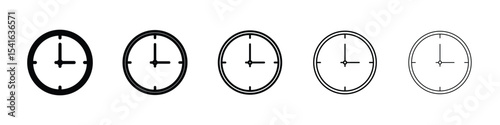 Clock icon logo in stroke lines collection