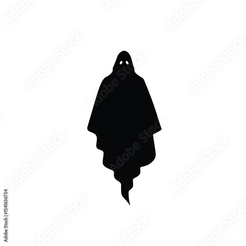 Black Ghost Silhouette Halloween Spooky Figure vector