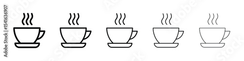 Coffee icon logo in stroke lines collection