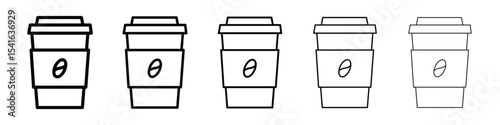 Coffee icon logo in stroke lines collection