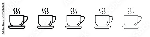 Coffee icon logo in stroke lines collection