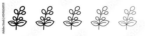 Coffee plant icon logo in stroke lines collection