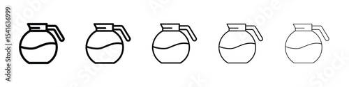 Coffee pot icon logo in stroke lines collection