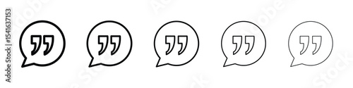 Comment quote icon logo in stroke lines collection