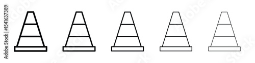 Construction cone icon logo in stroke lines collection