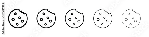 Cookie icon logo in stroke lines collection