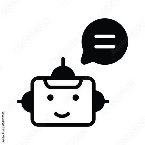 A captivating glyph icon of robot chat bubble