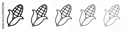 Corn icon logo in stroke lines collection