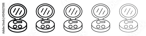 Cosmetic powder with mirror icon logo in stroke lines collection