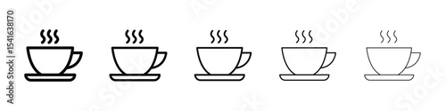 Cup of coffee icon logo in stroke lines collection