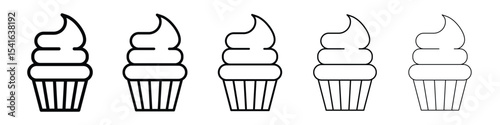 Cupcake icon logo in stroke lines collection