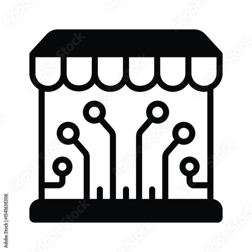 A customizable glyph icon of digital smart shop