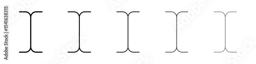 Cursor text icon logo in stroke lines collection