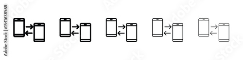 Data transfer icon logo in stroke lines collection