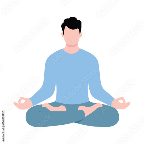Man Meditating in Lotus Pose Practicing Yoga for Mental Peace and Wellness