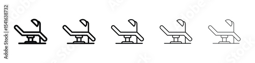 Dentist chair icon logo in stroke lines collection