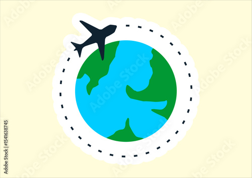 airplane flying around the earth