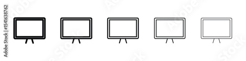 Desktop icon logo in stroke lines collection