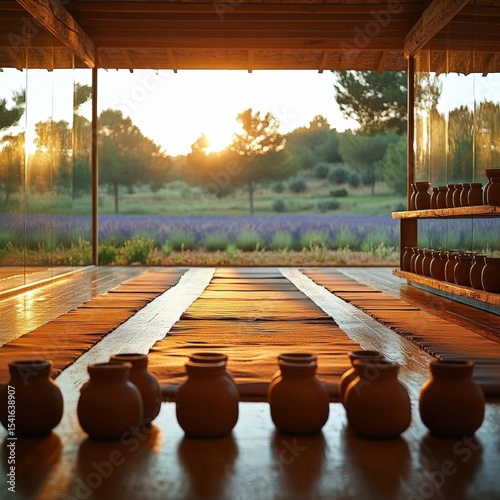 Sunrise Yoga Studio With Lavender Field View