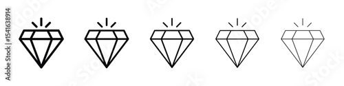 Diamond icon logo in stroke lines collection