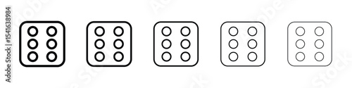 Dice six icon logo in stroke lines collection