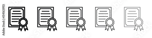 Diploma icon logo in stroke lines collection