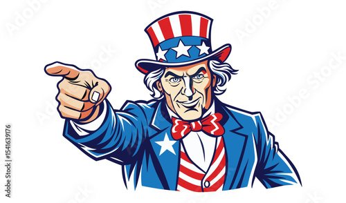 Uncle sam pointing finger patriotic illustration