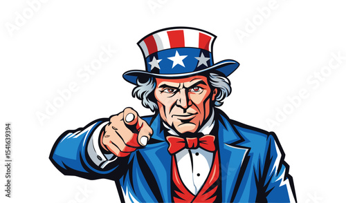 Uncle sam pointing finger patriotic illustration
