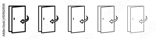 Door closed icon logo in stroke lines collection