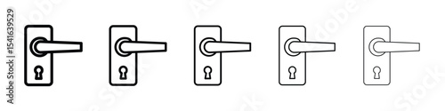 Door handle icon logo in stroke lines collection