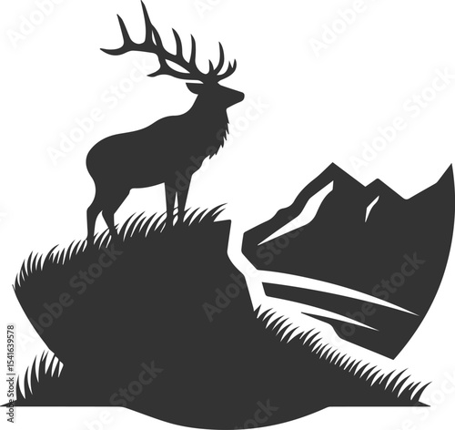 Elk black vector silhouette