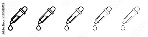 Dropper pipette icon logo in stroke lines collection